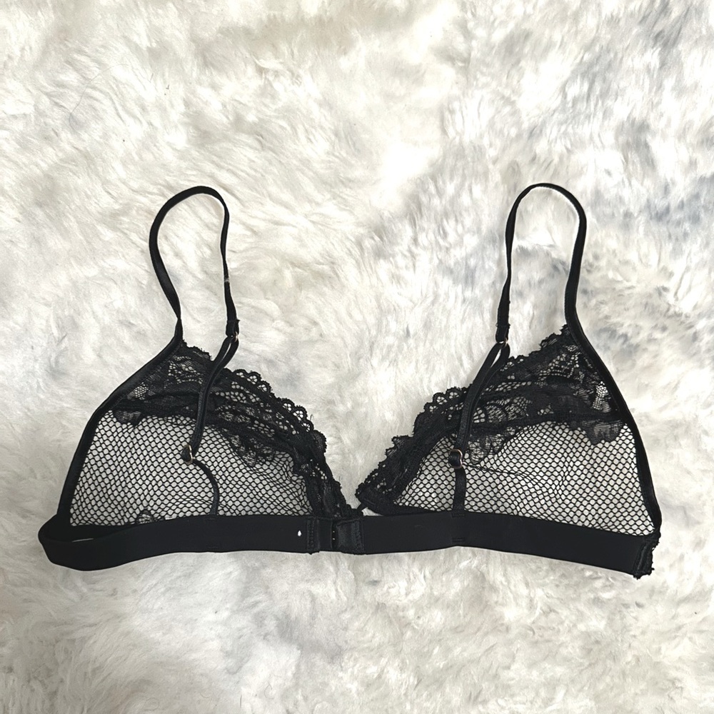 Savage x Fenty Lace & Mesh Black Bralette Size M